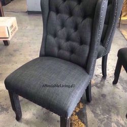 Dark Grey Wingback Dining Chairs Set Of 2 Brand New In Box 