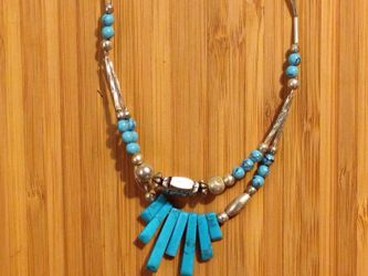 Sterling silver turquoise necklace 1mm long 18 1/2" grams 12