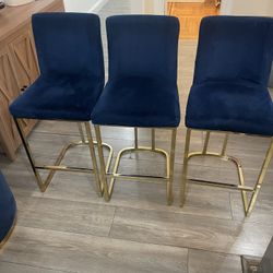 blue velvet dinning stools