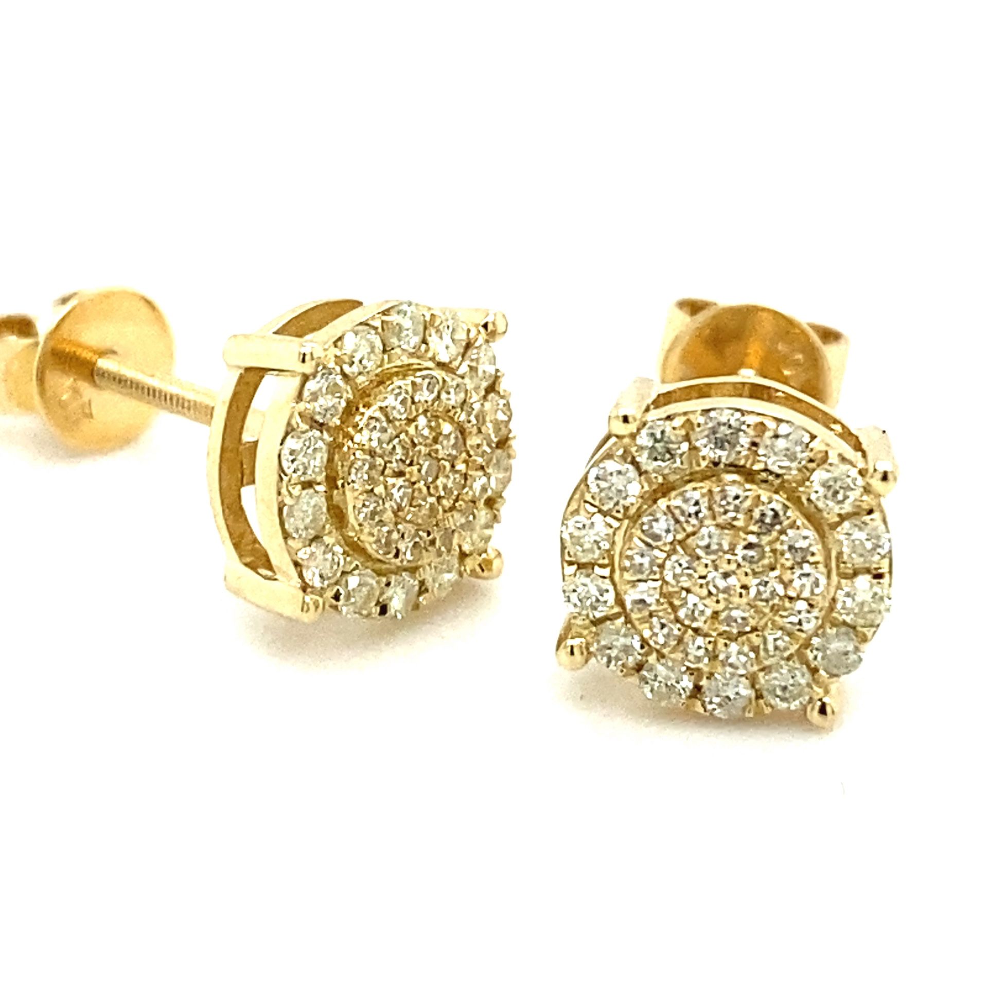 10k Gold Round Diamond Cluster Earrings .36ctw 133622 17 