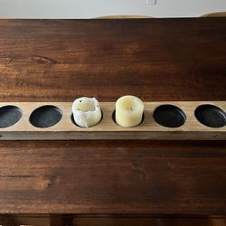 28” Wood Candle Holder 