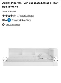 Twin Bookcase Storage Floor Bed in White