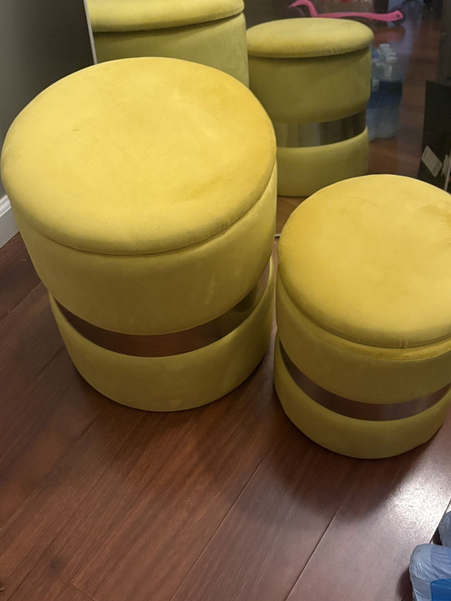 Yellow & Sliver Ottoman