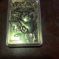 23K Plated Pikachu Trading Card With Case