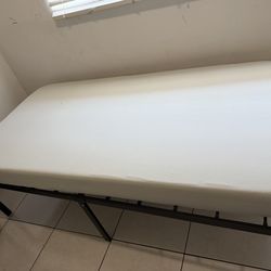 Twin bed frame and mattress
