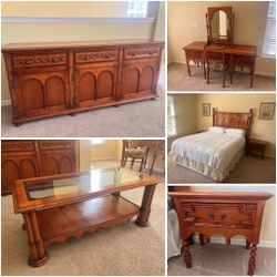 Handmade Solid Cherry Wood English Bedroom Set