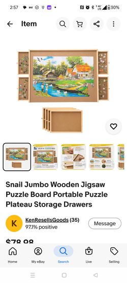 ​Large Wooden Jigsaw Puzzle Table with 4 Storage Drawers (34" x 26")