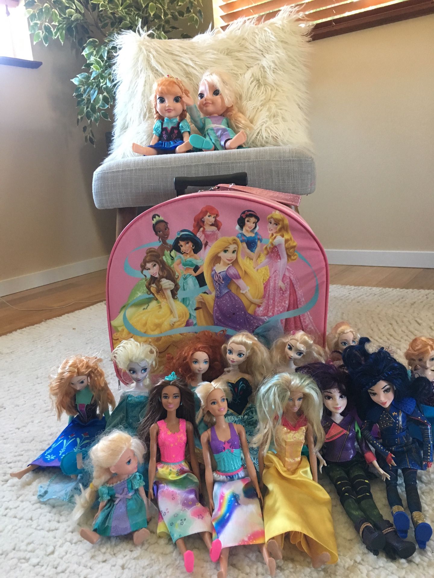 Disney princess dolls, luggage, & more