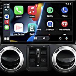 Brand New 10" Android 14 Car Stereo for Jeep Wrangler JK - Wireless CarPlay, Android Auto, GPS, Blue