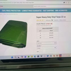 10’ x 10’ Super Heavy Duty Vinyl Tarp 22oz