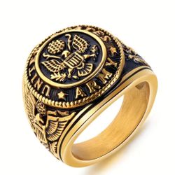 Vintage 18K Gold Plated Stainless Steel Eagle Men's Ring – Retro Opulence & Timeless Elegance, Perfect Gift
