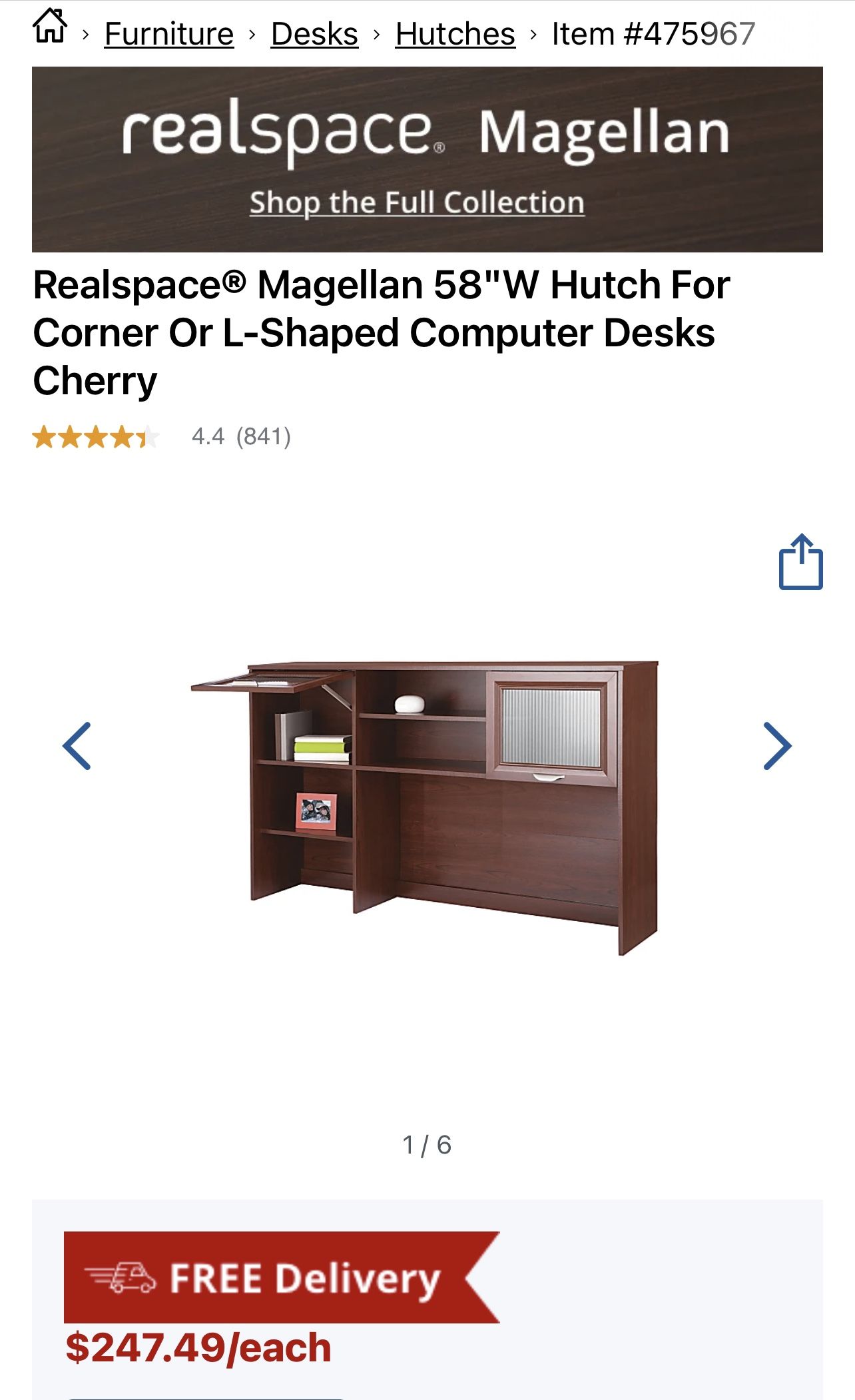 Desk Hutch, Cherry Color