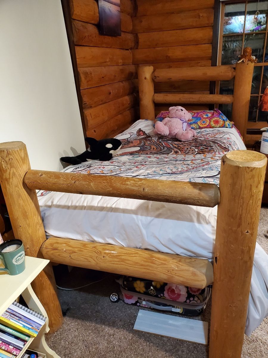 8” thick hand-made log bed frame - twin size