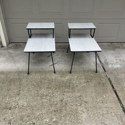 Set of 2 MCM atomic gray 1950s coffee table 