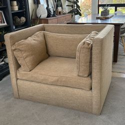 Golden Tan Modern Square Oversized Accent Chair 