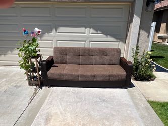 🛋️ Convertible Sofa Bed and w/ Hidden Storage Sleek Wood Trim!