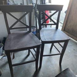 2 Wood Bar Stools