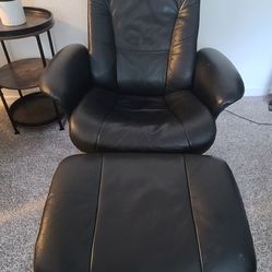 IMG Stressless leather swivel recliner and ottoman