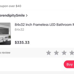 84x32 Mirror W Touch Light