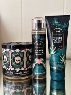 Bath & Body Works Wicked Vanilla Woods 3 Piece Halloween Set