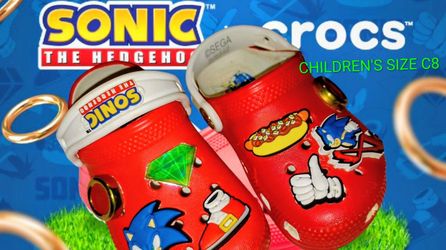 Crocs Model#209278 SEGA Sonic the Hedgehog Clogs Kids Size C8 Red Limited Edition 2023