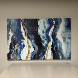 Beautiful Blue And Gold Abstract Canvas