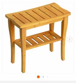 Brand New Lavish Home Bamboo Shower Bench / Spa Stool with Shelf