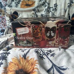 Vintage 12 Days Of Christmas Glasses In Original Box