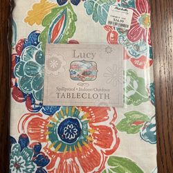 New, spill proof indoor/outdoor floral tablecloth