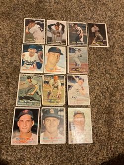 13 lower grade 1957 Topps Baseball Cards- starter lot