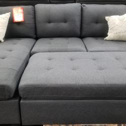 Small sofa chaise sectional charcoal gray