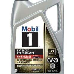 Mobil 1 Motor Oil 5 Quarts 0w-20
