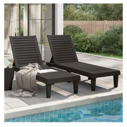 2 New Patio Sun Lounger Reclining Deck Chaise Lounge Chairs