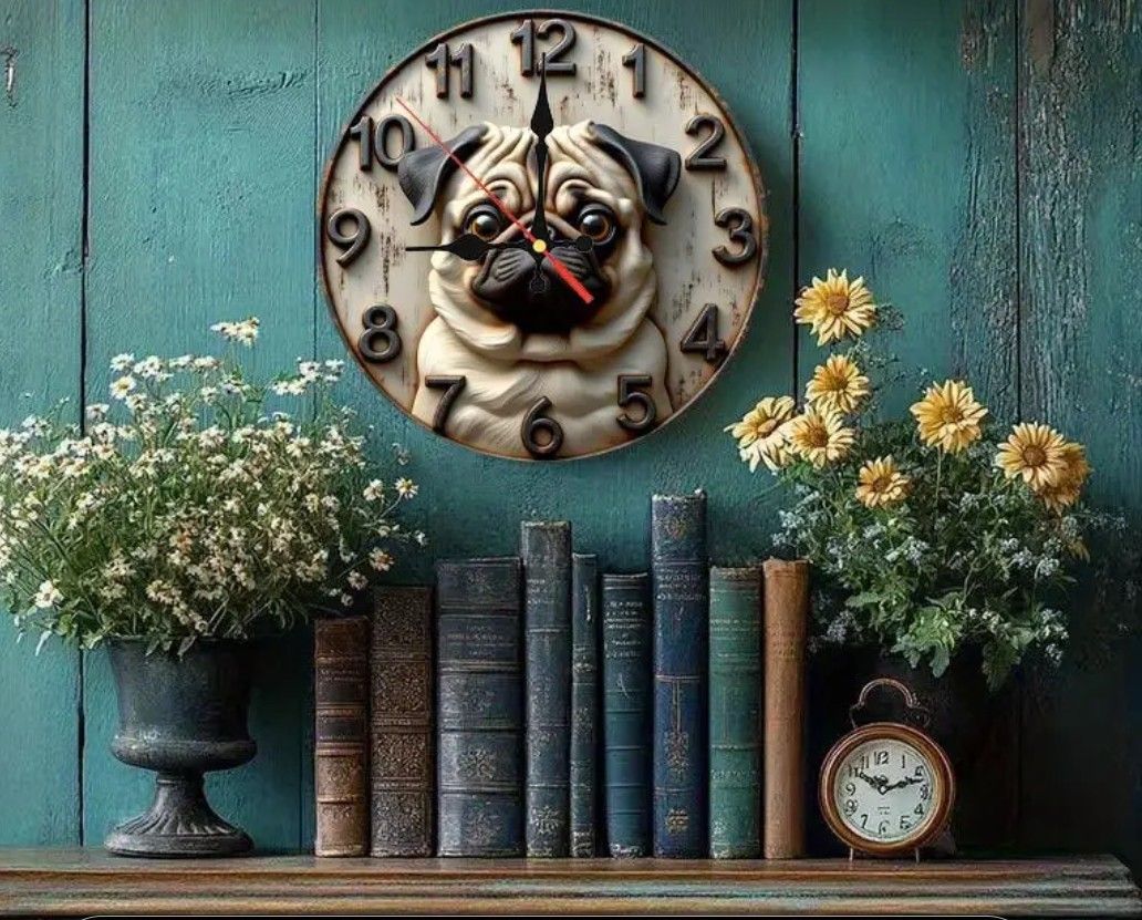 Wall Clock With Pug Image