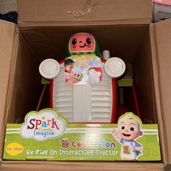 6V Cocomelon Battery Powered Ride on Tractor with Sounds, Kids Ages 18mos and up