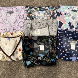 Scrub Tops Lot Of 7 Disney Gems Uniform Advantage Cherokee Women Size Large Medium