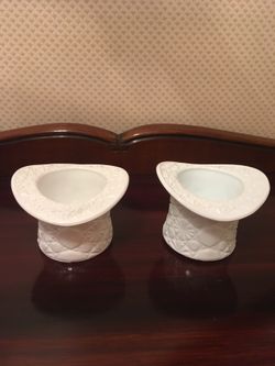 2 Fenton white milk glass button daisy pattern large top hats