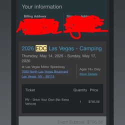 EDC LAS VEGAS 2026 RV PASS FOR SALE 