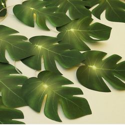 20 LED Monstera Leaf String Lights, Tropical Artificial Rattan Palm Leaves Wall Hanging Vine Leaf, Summer Decoration for Outdoor Indoor Hawaiian Luau 