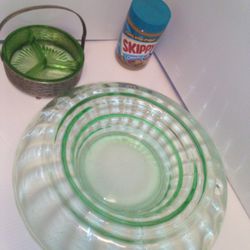 Uranium Bowl Glassware Relish Dish Depression Glass Keywords: Fire King Uranium Glass Fenton Antique Vintage Set Plate Vaseline  Glass Pitcher Green 