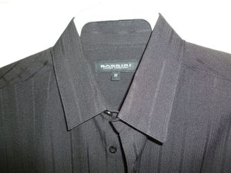 Bassiri  Long Sleeve No Tuck Shirt, Black Size Medium