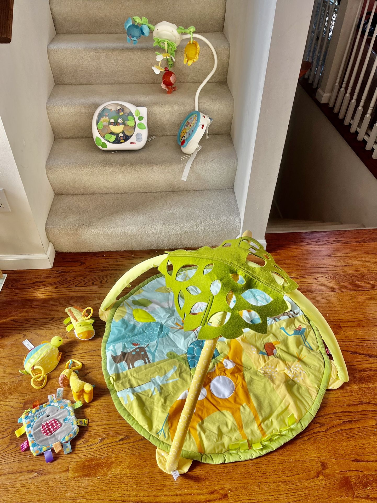 Baby Play Mat Tummy Time Activity Gym, Crib Mobile And Soother