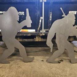 4 Feet Tall Big Foot Metal Art Yard Art Decorations Vintage Rustic Steel Aluminum Stainless Steel For Sale 