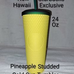 New Unused Starbucks Hawaii Exclusive Pineapple Studded 24oz Cold Cup Tumbler