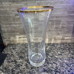 Glass Vase With Gold Rim