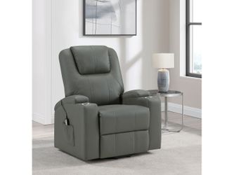 Armstrong Grey Upholstered Power Lift Massage Recliner