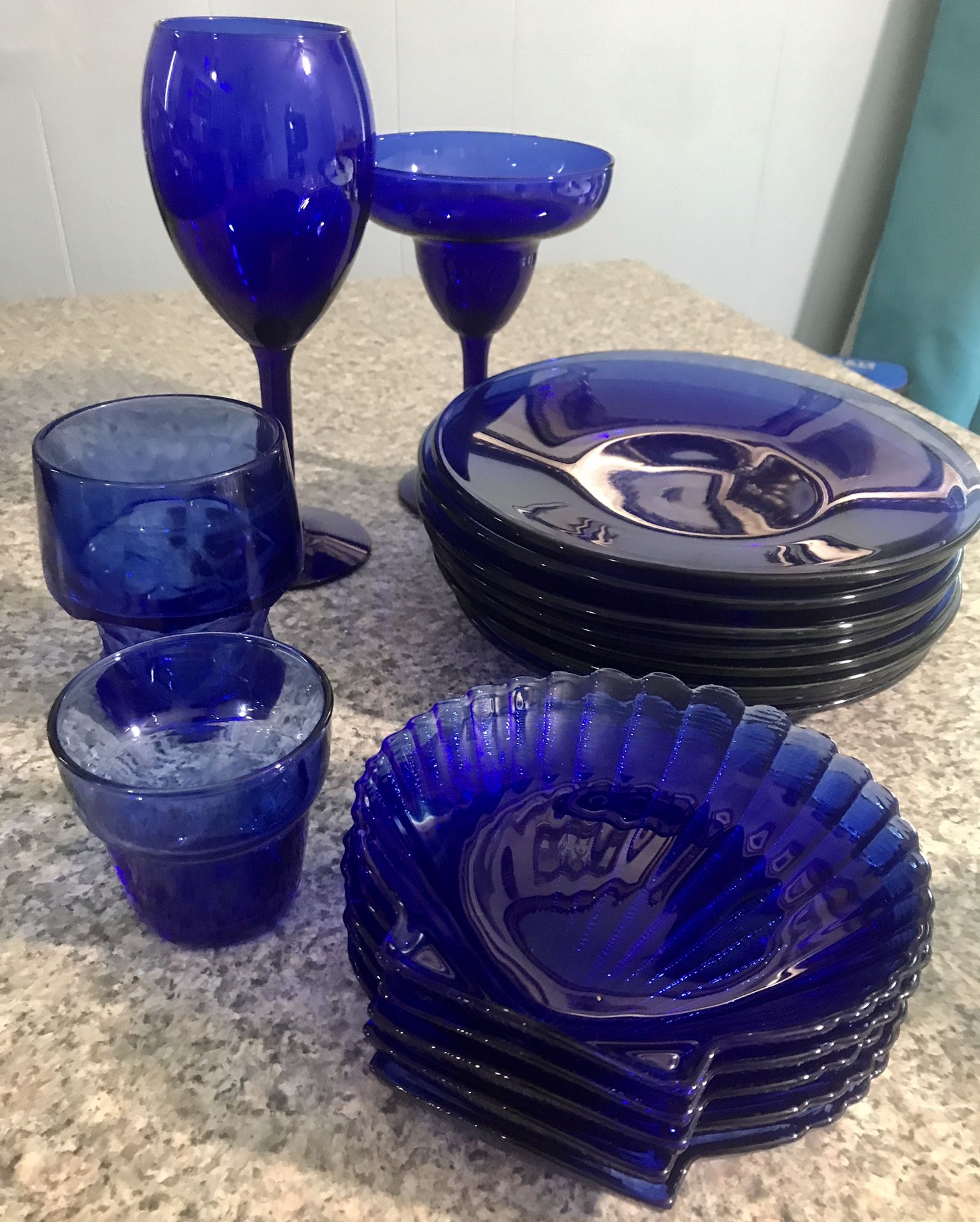 Cobalt Blue Dishes / Clam Shell Plates