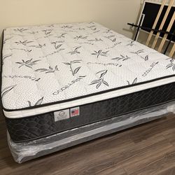 12” Cal King Bamboo Orthopedic Pillow Top Mattress and Boxspring