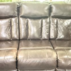 Brown Genuine Leather Sofa 