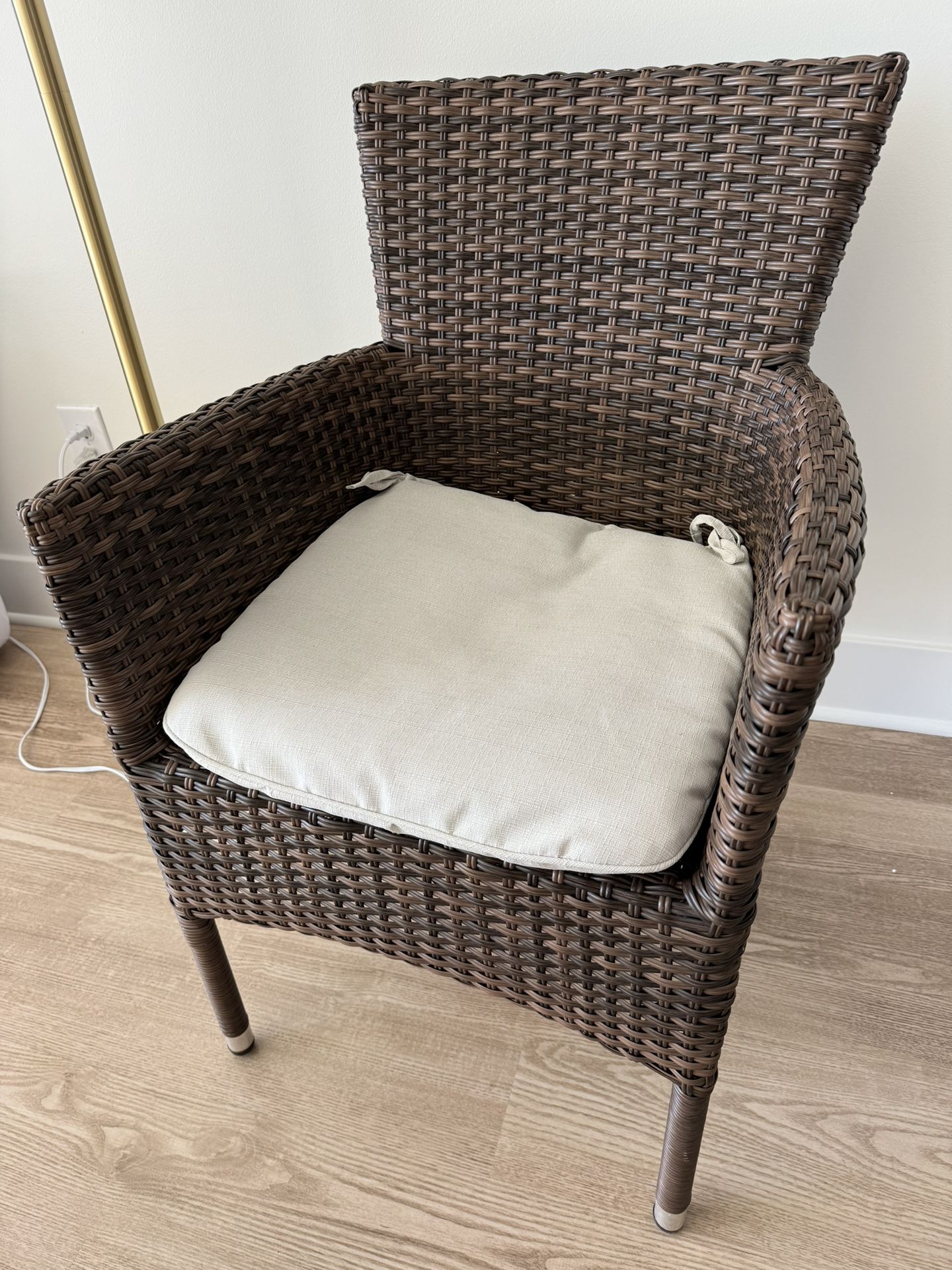 Brown Outdoor Wicker Chair With Cushion